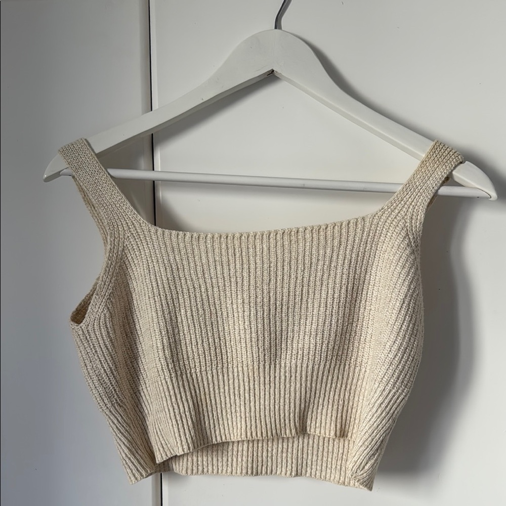 Elegant Cream Knit Women's Crop Top